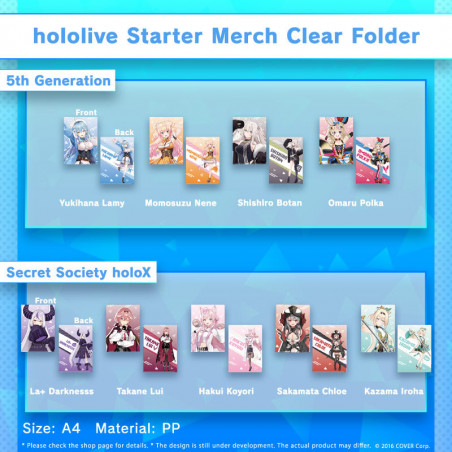 hololive Starter Merch Clear Folder - Gen 5 & Secret Society holoX